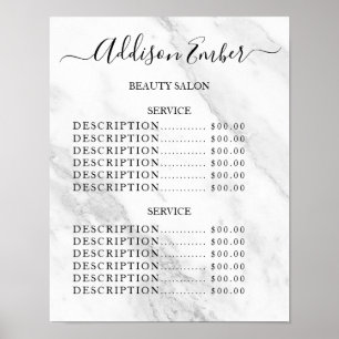 Vintage Beauty Salon Price List Poster