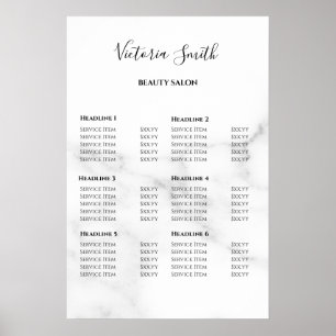 Vintage Beauty Salon Price List Poster