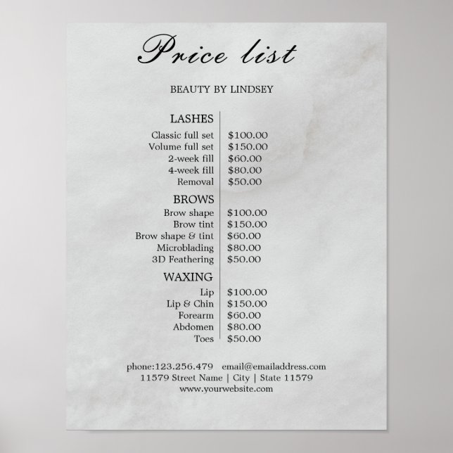 Vintage Beauty Salon Price List Poster (Front)