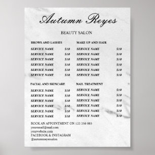 Vintage Beauty Salon Price List Poster