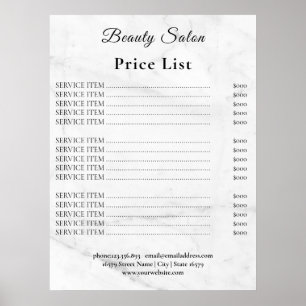 Vintage Beauty Salon Price List Poster