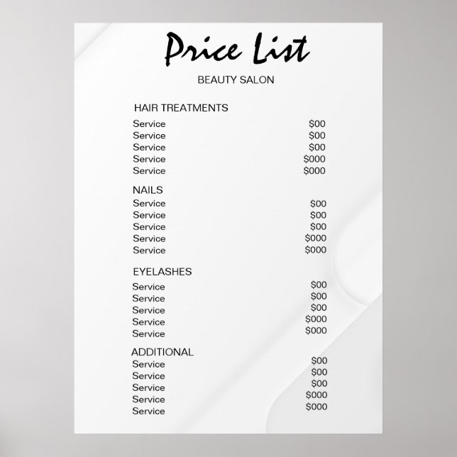 Vintage Beauty Salon Price List Poster (Front)