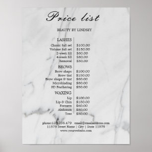 Vintage Beauty Salon Price List Poster