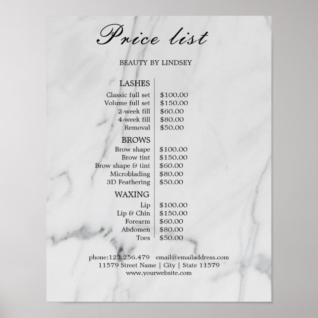 Vintage Beauty Salon Price List Poster (Front)
