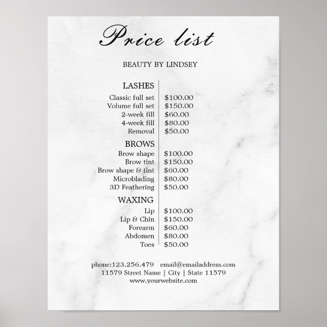 Vintage Beauty Salon Price List Poster (Front)