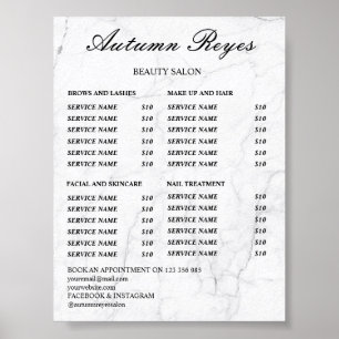 Vintage Beauty Salon Price List Poster