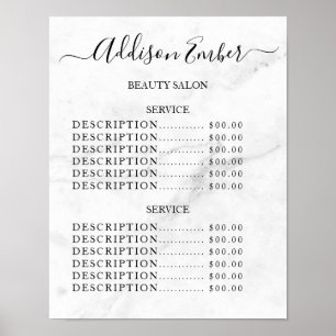 Vintage Beauty Salon Price List Poster