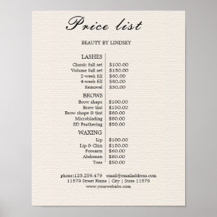 Vintage Beauty Salon Price List Poster