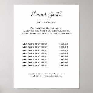 Vintage Beauty Salon Price List Poster