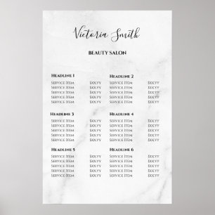 Vintage Beauty Salon Price List Poster