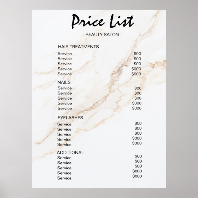 Vintage Beauty Salon Price List Poster (Front)