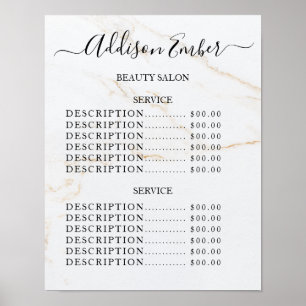Vintage Beauty Salon Price List Poster