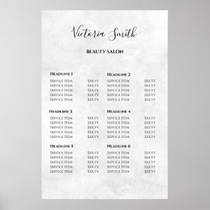 Vintage Beauty Salon Price List Poster