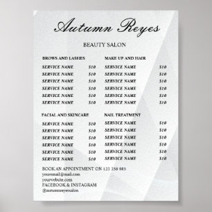Vintage Beauty Salon Price List Poster