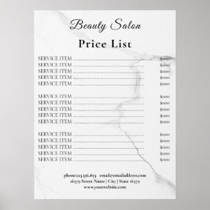 Vintage Beauty Salon Price List Poster