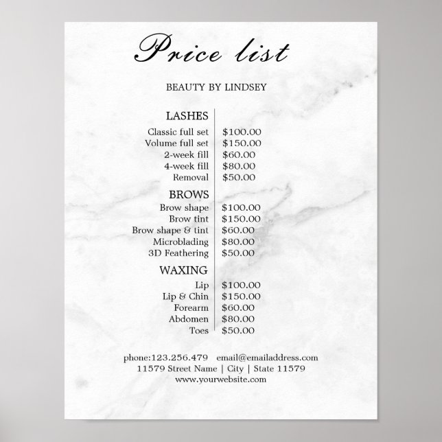 Vintage Beauty Salon Price List Poster (Front)