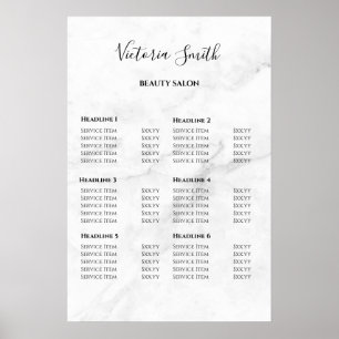 Vintage Beauty Salon Price List Poster