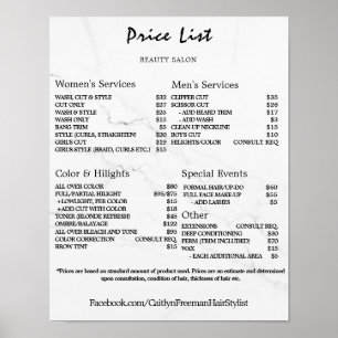 Vintage Beauty Salon Price List Poster