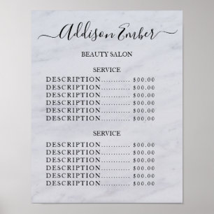 Vintage Beauty Salon Price List Poster