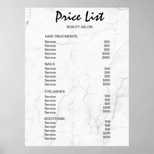 Vintage Beauty Salon Price List Poster (Front)