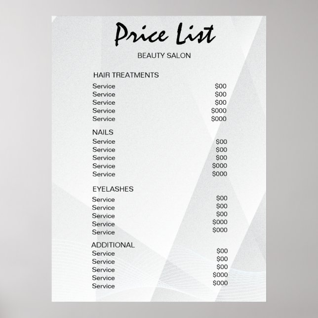 Vintage Beauty Salon Price List Poster (Front)