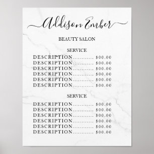 Vintage Beauty Salon Price List Poster