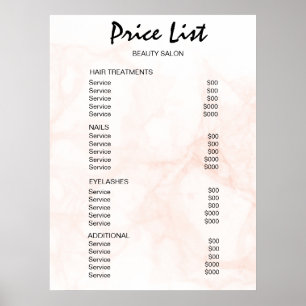 Vintage Beauty Salon Price List Poster