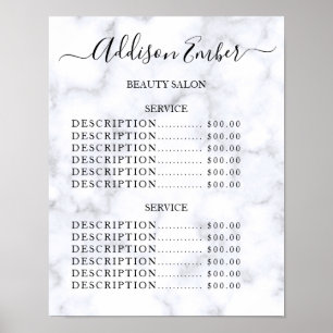 Vintage Beauty Salon Price List Poster