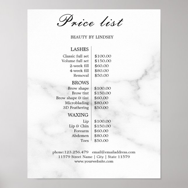 Vintage Beauty Salon Price List Poster (Front)