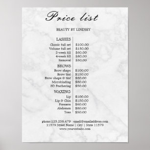 Vintage Beauty Salon Price List Poster