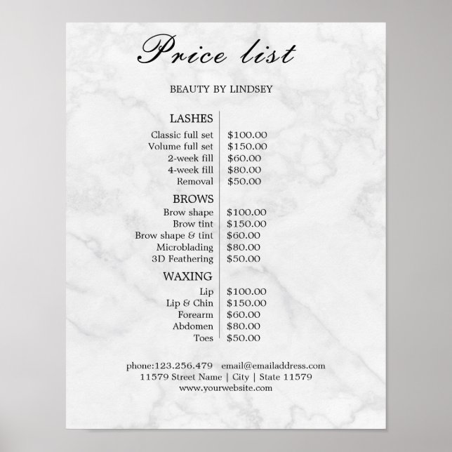 Vintage Beauty Salon Price List Poster (Front)