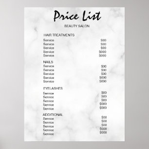 Vintage Beauty Salon Price List Poster