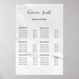Vintage Beauty Salon Price List Poster