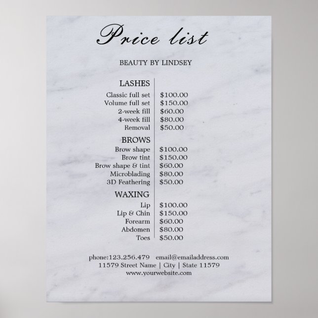 Vintage Beauty Salon Price List Poster (Front)