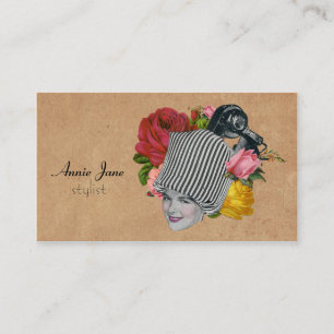 Vintage Beauty Shop Shabby Cream Roses Cosmetology Business Card
