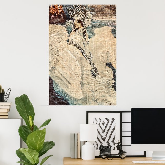 Vintage Beauty Swan Princess Vrubel Painting Poster (Home Office)