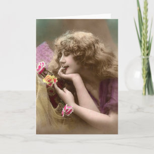 Vintage Beauty with Messy Hair Card