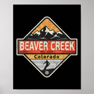 Vintage Beaver Creek Colorado Snow Mountain Skiing Poster