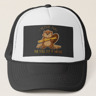 Vintage Beaver Woodworker – I Measure Twice Still Trucker Hat