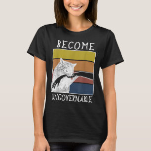 Vintage Become Ungovernable Black Cat Biting Hand T-Shirt