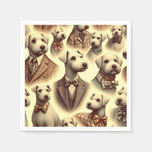 Vintage Bedlington Terrier Illustration Napkin