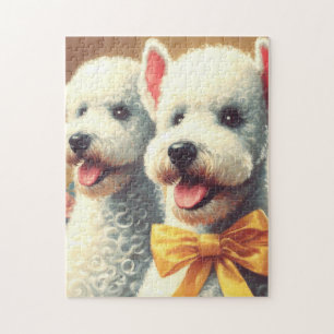 Vintage Bedlington Terrier Painting Jigsaw Puzzle