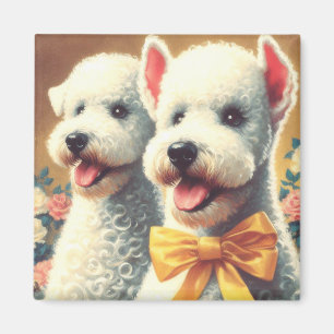 Vintage Bedlington Terrier Painting Magnet