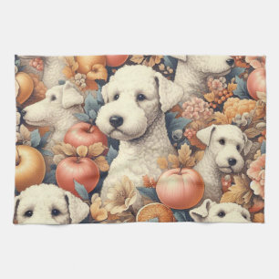 Vintage Bedlington Terrier Seamless Tea Towel