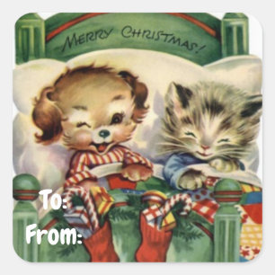 Vintage Bedtime Buddies Square Sticker