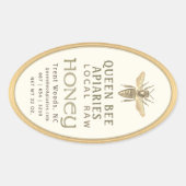 Vintage Bee 32 oz Queenline Jar Honey Label Gold (Front)
