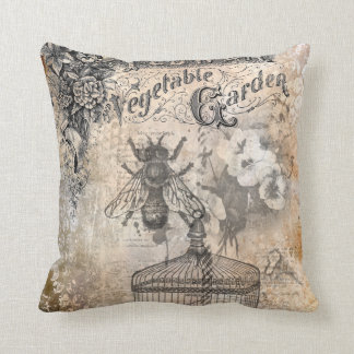 Vintage Bee and flower garden Cushion