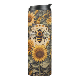 Vintage Bee and Sunflowers  Thermal Tumbler