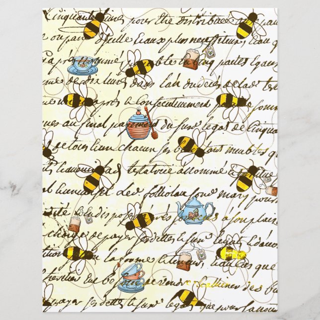 Vintage Bee and Tea Decoupage Scrapbook  (Front)