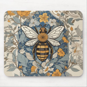 Vintage Bee and Wild Flowers Mouse Mat